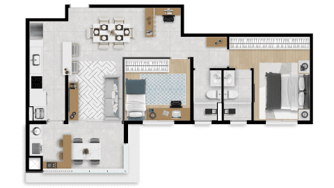 Planta Jazz Residence 69,33m² metros quadrados Planta Jazz Residence 69,33m² metros quadrados